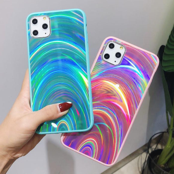 Gradient Rainbow Laser Acrylic Phone Case Back Cover for iPhone 11/11 Pro/11 Pro Max/XS Max/XR/XS/X/8 Plus/8/7 Plus/7 - halloladies