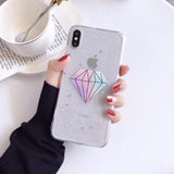 Bling Star Diamond Clear Soft Phone Case Back Cover - iPhone 11/11 Pro/11 Pro Max/XS Max/XR/XS/X/8 Plus/8/7 Plus/7 - halloladies