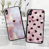 Pink Love Heart Marble Tempered Glass iPhone Case Back Cover for iPhone XS Max/XR/XS/X/8 Plus/8/7 Plus/7/6s Plus/6s/6 Plus/6 - halloladies