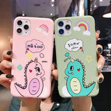 Cartoon Cute Dinosaur Rainbow Letter Couples Soft Phone Case Back Cover - iPhone 11/11 Pro/11 Pro Max/XS Max/XR/XS/X/8 Plus/8/7 Plus/7 - halloladies