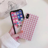 Warm Plaid Cloth Fabric Simple Phone Case Back Cover for iPhone 12 Pro Max/12 Pro/12/12 Mini/SE/11 Pro Max/11 Pro/11/XS Max/XR/XS/X/8 Plus/8 - halloladies