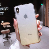 Shining Gradient Diamond Framework Clear iPhone Case Back Cover for XS Max/XR/XS/X/8 Plus/8/7 Plus/7/6s Plus/6s/6 Plus/6 - halloladies
