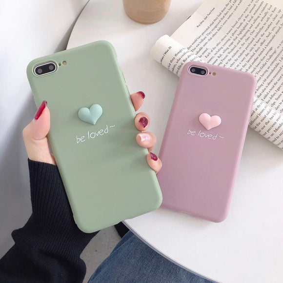 Candy Color Cute 3D Love Heart Soft Phone Case Back Cover - iPhone 11 Pro Max/11 Pro/11/XS Max/XR/XS/X/8 Plus/8/7 Plus/7 - halloladies