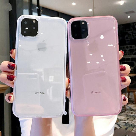 Solid Color Transparent Shockproof Frame Soft TPU Phone Case Back Cover - iPhone 12 Pro Max/12 Pro/12/12 Mini/SE/11 Pro Max/11 Pro/11/XS Max/XR/XS/X/8 Plus/8 - halloladies