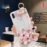 Simple Flower Lanyard Stand Phone Case Back Cover for iPhone 11 Pro Max/11 Pro/11/XS Max/XR/XS/X/8 Plus/8/7 Plus/7/6s Plus/6s/6 Plus/6 - halloladies