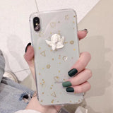 Cute 3D Cupid Angel Transparent Soft Phone Case Back Cover - iPhone 12 Pro Max/12 Pro/12/12 Mini/SE/11 Pro Max/11 Pro/11/XS Max/XR/XS/X/8 Plus/8 - halloladies