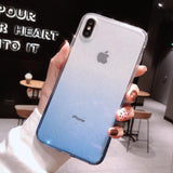Shining Gradient Diamond Framework Clear iPhone Case Back Cover for XS Max/XR/XS/X/8 Plus/8/7 Plus/7/6s Plus/6s/6 Plus/6 - halloladies