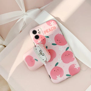 Pink Cartoon Peach Soft Phone Case Back Cover for iPhone 12 Pro Max/12 Pro/12/12 Mini/SE/11 Pro Max/11 Pro/11/XS Max/XR/XS/X/8 Plus/8 - halloladies