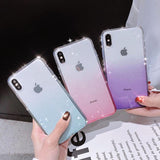 Shining Gradient Diamond Framework Clear iPhone Case Back Cover for XS Max/XR/XS/X/8 Plus/8/7 Plus/7/6s Plus/6s/6 Plus/6 - halloladies
