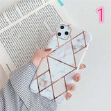 Plating Geometric Marble Phone Case Back Cover for iPhone 11 Pro Max/11 Pro/11/XS Max/XR/XS/X/8 Plus/8/7 Plus/7 - halloladies