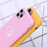 Simple Candy Color Cat Paw Love Heart Soft Phone Case Back Cover - iPhone 11/11 Pro/11 Pro Max/XS Max/XR/XS/X/8 Plus/8/7 Plus/7 - halloladies