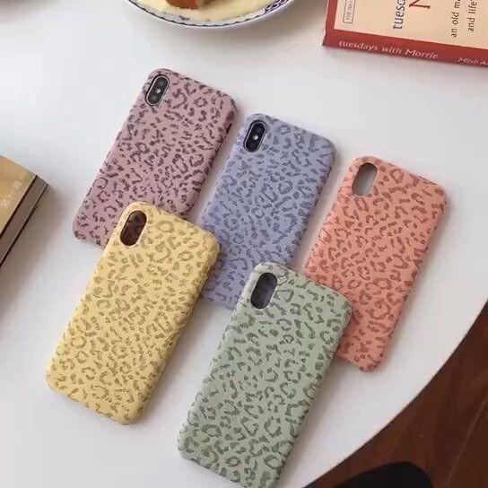 Simple Solid Color Leopard Fabric Phone Case Back Cover - iPhone 11/11 Pro/11 Pro Max/XS Max/XR/XS/X/8 Plus/8/7 Plus/7 - halloladies