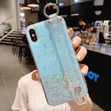 Gradient Glitter Powder Wrist Strap Soft TPU Phone Case Back Cover for iPhone XS Max/XR/XS/X/8 Plus/8/7 Plus/7/6s Plus/6s/6 Plus/6 - halloladies