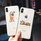Cute Cartoon Animal Giraffe Clear Phone Case Back Cover - iPhone 12 Pro Max/12 Pro/12/12 Mini/SE/11 Pro Max/11 Pro/11/XS Max/XR/XS/X/8 Plus/8 - halloladies