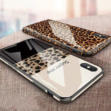 Luxury Leopard Print Tempered Glass With Lanyard Phone Case Back Cover - iPhone 11 Pro Max/11 Pro/11/XS Max/XR/XS/X/8 Plus/8 - halloladies