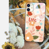 Luxury Cartoon Flower Cute Tempered Glass With Lanyard Phone Case Back Cover  for iPhone 11 Pro Max/11 Pro/11/XS Max/XR/XS/X/8 Plus/8 - halloladies