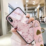 Stylish Pink Leopard Print Tempered Glass Phone Case Back Cover Cute Rabbit Ear for iPhone 11 Pro Max/11 Pro/11/XS Max/XR/XS/X/8 Plus/8 - halloladies