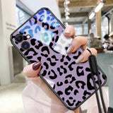 Purple Leopard Print Tempered Glass Phone Case Back Cover - iPhone 11 Pro Max/11 Pro/11/XS Max/XR/XS/X/8 Plus/8 - halloladies