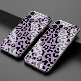 Purple Leopard Print Tempered Glass Phone Case Back Cover - iPhone 11 Pro Max/11 Pro/11/XS Max/XR/XS/X/8 Plus/8 - halloladies