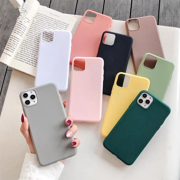 Simple Candy Color Soft Phone Case Back Cover for iPhone 12 Pro Max/12 Pro/12/12 Mini/SE/11 Pro Max/11 Pro/11/XS Max/XR/XS/X/8 Plus/8 - halloladies