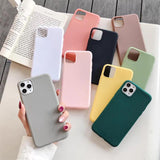 Simple Candy Color Soft Phone Case Back Cover for iPhone 12 Pro Max/12 Pro/12/12 Mini/SE/11 Pro Max/11 Pro/11/XS Max/XR/XS/X/8 Plus/8 - halloladies