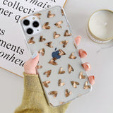 Cute Love Heart Gold Plating Clear Phone Case Back Cover - iPhone 11 Pro Max/11 Pro/11/XS Max/XR/XS/X/8 Plus/8/7 Plus/7 - halloladies