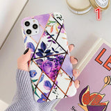 Electroplated Geometric Banana Leaves Flowers Soft Phone Case Back Cover - iPhone 11/11 Pro/11 Pro Max/XS Max/XR/XS/X/8 Plus/8/7 Plus/7 - halloladies