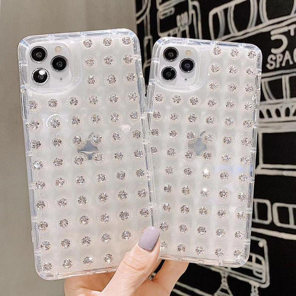 Bling Luxury 3D Diamond Transparent Soft Phone Case Back Cover for iPhone 12 Pro Max/12 Pro/12/12 Mini/SE/11 Pro Max/11 Pro/11/XS Max/XR/XS/X/8 Plus/8 - halloladies