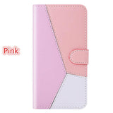 Three Colors Patchwork Flip Stand Wallet Phone Case Back Cover - iPhone 11/11 Pro/11 Pro Max/XS Max/XR/XS/X/8 Plus/8/7 Plus/7 - halloladies