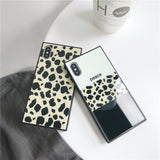 Square Leopard Shell Soft TPU Phone Case Back Cover for iPhone XS Max/XR/XS/X/8 Plus/8/7 Plus/7/6s Plus/6s/6 Plus/6 - halloladies