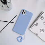 Candy Color Love Heart Chain Soft Phone Case Back Cover for iPhone 11/11 Pro/11 Pro Max/XS Max/XR/XS/X/8 Plus/8/7 Plus/7 - halloladies