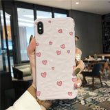 Diamond Texture Love Heart Pink Soft Phone Case Back Cover - iPhone 11/11 Pro/11 Pro Max/XS Max/XR/XS/X/8 Plus/8/7 Plus/7 - halloladies