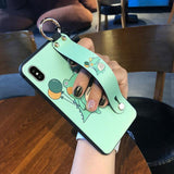 Cutre Cartoon Crocodile with Wrist Strap Lanyard Phone Case Back Cover - iPhone 11/11 Pro/11 Pro Max/XS Max/XR/XS/X/8 Plus/8/7 Plus/7 - halloladies