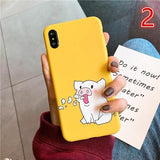 Cute Cartoon Pig Print Matte Soft TPU Phone Case Back Cover for iPhone XS Max/XR/XS/X/8 Plus/8/7 Plus/7/6s Plus/6s/6 Plus/6 - halloladies