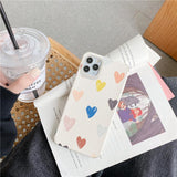Scrawl Colorful Love Heart PU Soft Phone Case Back Cover for iPhone 12 Pro Max/12 Pro/12/12 Mini/SE/11 Pro Max/11 Pro/11/XS Max/XR/XS/X/8 Plus/8 - halloladies