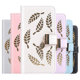 Candy Color Leaf Leather Flip Wallet Card Holder Phone Case Back Cover for iPhone 11 Pro Max/11 Pro/11/XS Max/XR/XS/X/8 Plus/8/7 Plus/7 - halloladies