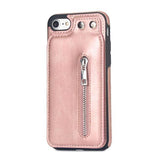 Fashion Zipper Leather Card Holder Wallet Phone Case Back Cover - iPhone XS Max/XR/XS/X/8 Plus/8/7 Plus/7/6s Plus/6s/6 Plus/6 - halloladies