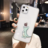 Creative Cartoon Simple Dinosaur Transparent Soft Phone Case Back Cover - iPhone 12 Pro Max/12 Pro/12/12 Mini/SE/11 Pro Max/11 Pro/11/XS Max/XR/XS/X/8 Plus/8 - halloladies