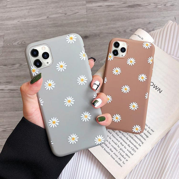 Candy Color Sweet Daisy Flowers Soft Phone Case Back Cover for iPhone 12 Pro Max/12 Pro/12/12 Mini/SE/11 Pro Max/11 Pro/11/XS Max/XR/XS/X/8 Plus/8 - halloladies