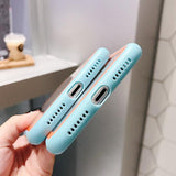 Candy Contrast Color Transparent Tempered Glass Phone Case Back Cover for iPhone 11/11 Pro/11 Pro Max/XS Max/XR/XS/X/8 Plus/8/7 Plus/7 - halloladies