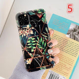 Electroplated Geometric Banana Leaves Flowers Soft Phone Case Back Cover - iPhone 11/11 Pro/11 Pro Max/XS Max/XR/XS/X/8 Plus/8/7 Plus/7 - halloladies