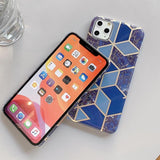 Geometric Patchwork Marble Pattern Hard PC Phone Case Back Cover - iPhone 11/11 Pro/11 Pro Max/XS Max/XR/XS/X/8 Plus/8/7 Plus/7 - halloladies