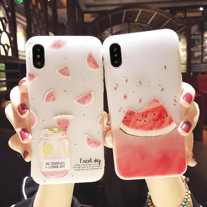 3D Relief Watermelon Soft TPU Phone Case Back Cover for iPhone 11/11 Pro/11 Pro Max/XS Max/XR/XS/X/8 Plus/8/7 Plus/7 - halloladies