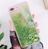 Flowing Liquid Bling Glitter Watermelon Avocado TPU Phone Case Back Cover for iPhone XS Max/XR/XS/X/8 Plus/8/7 Plus/7/6s Plus/6s/6 Plus/6 - halloladies