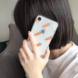 Cute Cartoon Carrot Transparent Couple Soft TPU Phone Case Back Cover - iPhone 11/11 Pro/11 Pro Max/XS Max/XR/XS/X/8 Plus/8/7 Plus/7 - halloladies