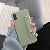 Candy Color Wrist Strap Holder Soft Phone Case Back Cover for iPhone 11/11 Pro/11 Pro Max/XS Max/XR/XS/X/8 Plus/8/7 Plus/7 - halloladies