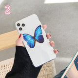 Cute Butterfly Blue Phone Case Back Cover - iPhone 12 Pro Max/12 Pro/12/12 Mini/SE/11 Pro Max/11 Pro/11/XS Max/XR/XS/X/8 Plus/8 - halloladies