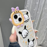 Cute Cartoon Doggy with Curly Wavy Frame Clear Case for iPhone