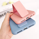 Magnetic bracket Wrist Strap Soft Silicone Candy Color Phone Case Back Cover - iPhone 11 Pro Max/11 Pro/11/XS Max/XR/XS/X/8 Plus/8 - halloladies