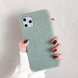 Warm Green Mohair Fur Phone Case Back Cover for iPhone 11 Pro Max/11 Pro/11/XS Max/XR/XS/X/8 Plus/8 - halloladies